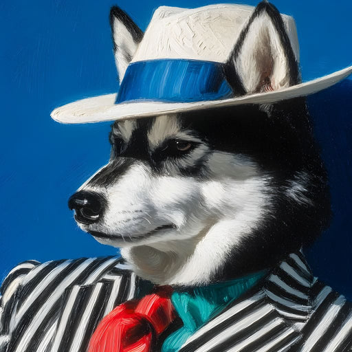 Husky in Chic Fedora Style Canvas Print