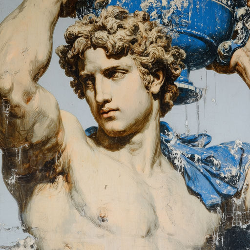 Marble Statue With Blue Urn Canvas Print