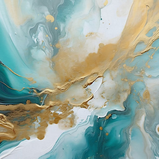 Oceanic Gold Turquoise Abstract Canvas Print