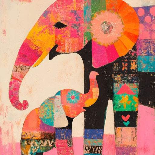 Elephant Patchwork Dreams Canvas Print