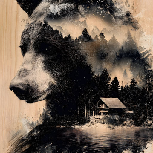 Bear Forest Cabin Reflections Canvas Print