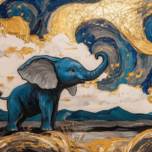 Elephant in Golden Clouds Majesty Canvas Print