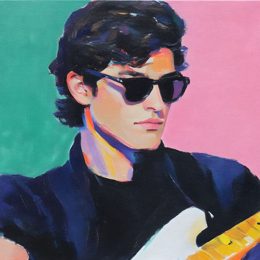 Retro Cool Guitar Sunglass Hero Canvas Print