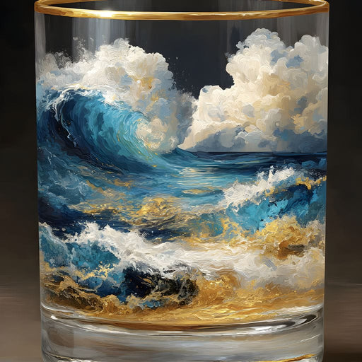 Ocean Storm Tumbler Gold Rim Canvas Print