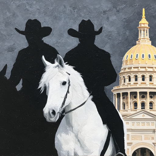 Cowboy Shadows Capitol Vigil Canvas Print