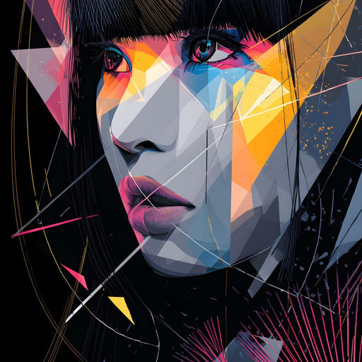 Neon Prism Portrait of Muse Canvas Print