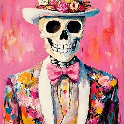 Dapper Skeleton Floral Jubilee Canvas Print