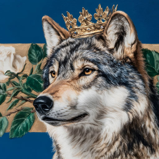 Golden Crowned Wolf Majesty Canvas Print