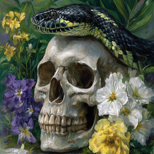 Serpent Crowned Skull Garden Canvas Print