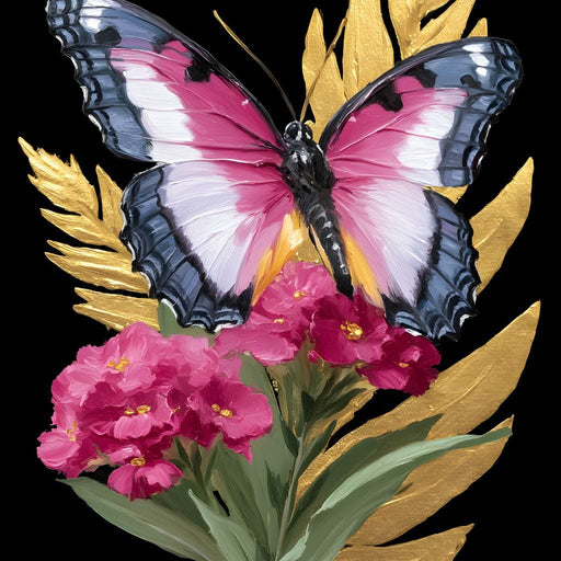 Radiant Butterfly and Gold Florals Canvas Print