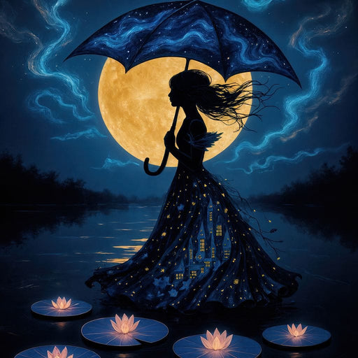 Lady of the Starry Night - TooplesArt Canvas Print