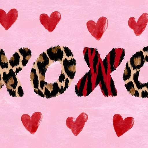 Wild Love XOXO Leopard Hearts Canvas Print