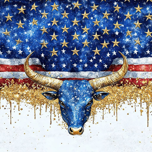 Stars and Stripes Bull Odyssey Canvas Print