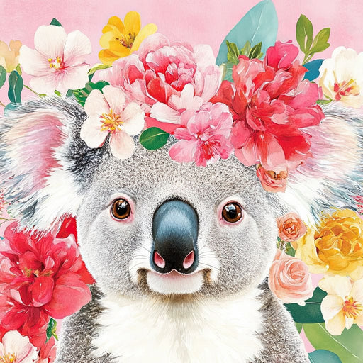 Floral Harmony with Koala Canvas Print