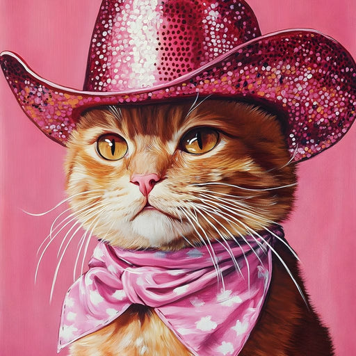 Pink Rodeo Cat Swagger Canvas Print
