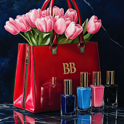 Crimson Nail Polish & Tulip Adornments Canvas Print