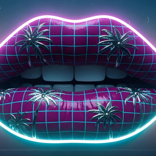 Neon Lips Oasis Reflection Canvas Print