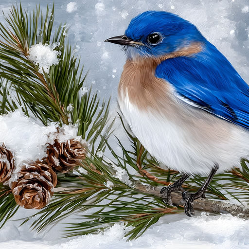 Snowy Bluebird Tranquility Canvas Print
