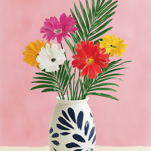 Pink Vase Garden Bouquet Canvas Print