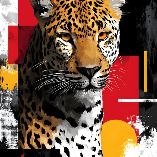 Modern Leopard Portrait Noir Gold Canvas Print