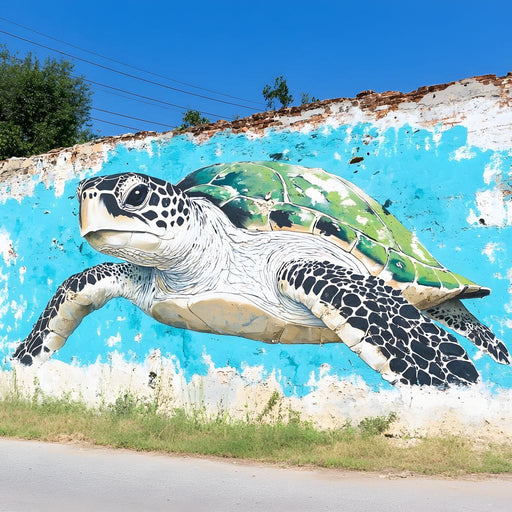 Street Art - Sea Turtle Voyage Canvas Print