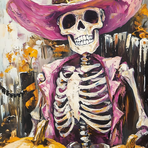 Wild West Pumpkin Skeleton Spirit Canvas Print