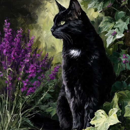 Black Cat Garden Sentinel Canvas Print