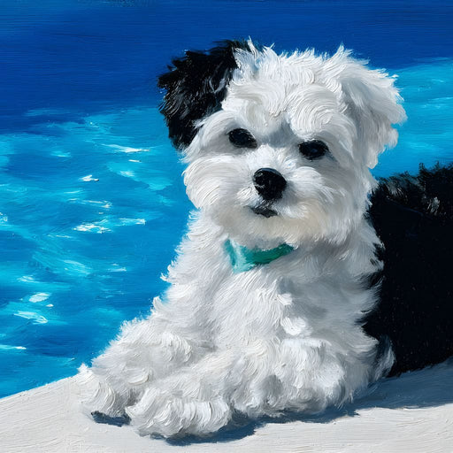 Puppy Relaxation by the Pool Canvas Print