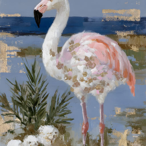 Coastal Flamingo Stillness Canvas Print