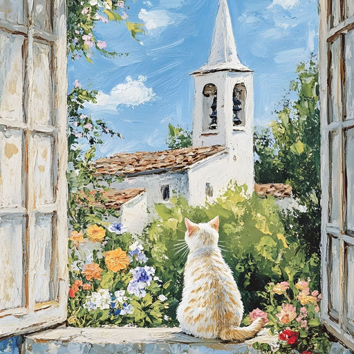 Cat's Tranquil Garden View Canvas Print