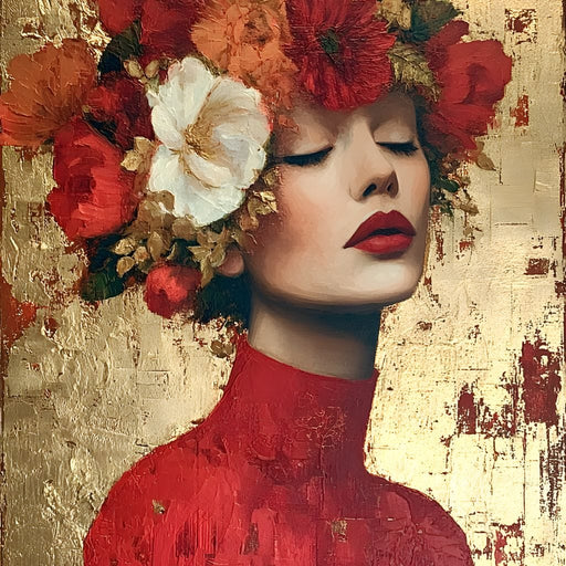 Golden Petal Crowned Reverie Canvas Print