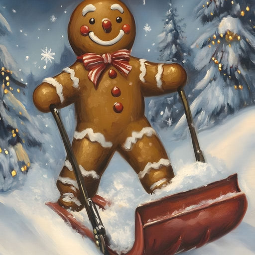 Gingerbread Joy Snowy Trek Canvas Print
