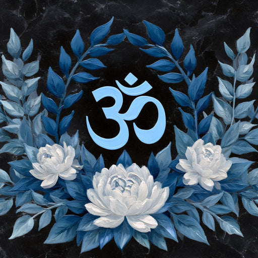 Om Symbol Blue Lotus Wreath Canvas Print