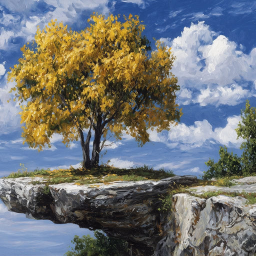 Golden Tree Sky Cliff View Canvas Print