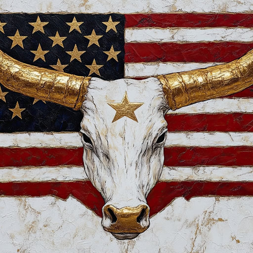 Golden Longhorn Patriotic Pride Canvas Print