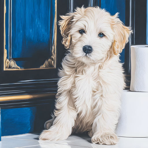 Regal Puppy Bathroom Antics Canvas Print