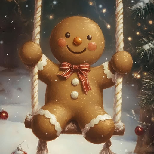 Gingerbread Joyful Holiday Swing Canvas Print