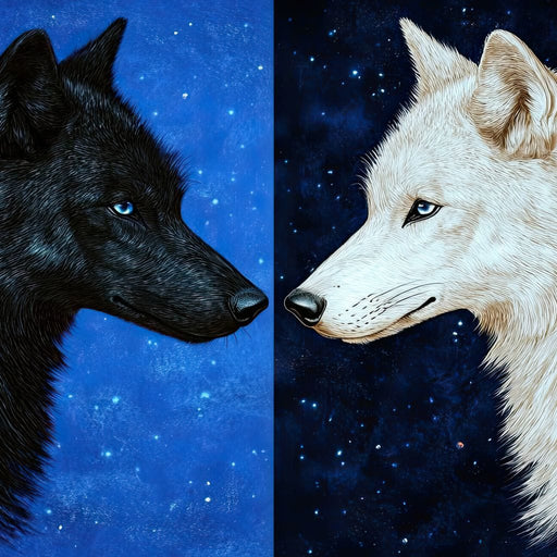 Celestial Wolves Starlit Encounter Canvas Print