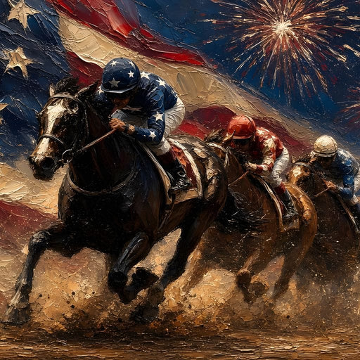 Thundering Hooves Under Patriotic Skies Canvas Print