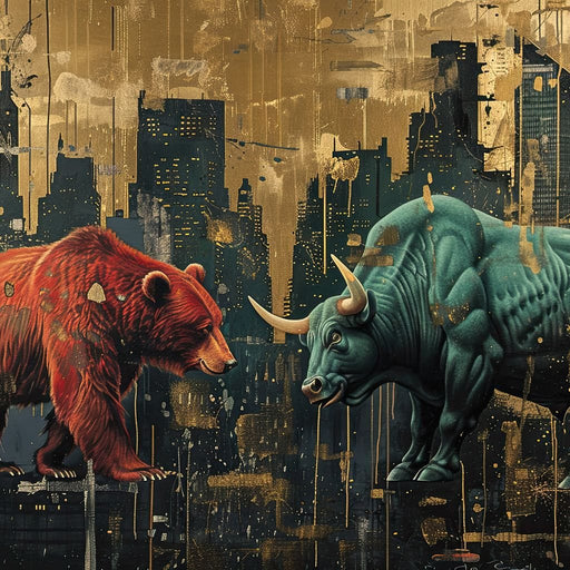 Stock Market Bear & Bull Clash Canvas Print