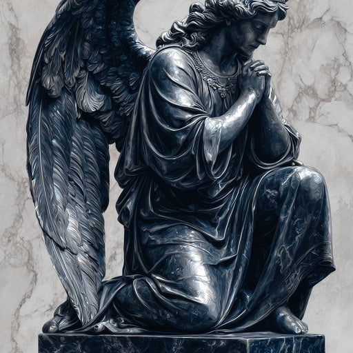 Midnight Marble Angel Prayer Canvas Print