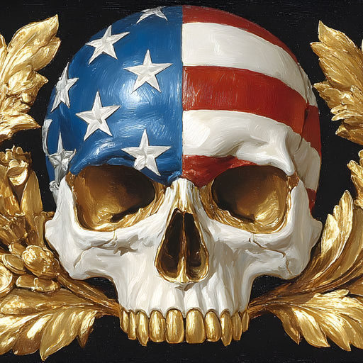 Patriot Skull Gold Laurel Glory Canvas Print