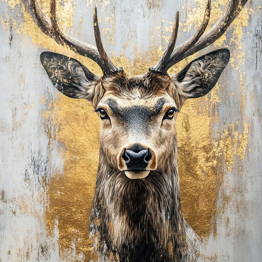 Majestic Golden Deer Portrait Canvas Print