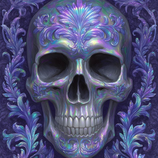 Prismatic Skull Baroque Flourish Canvas Print
