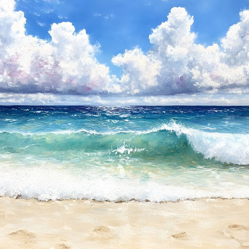 Ocean Waves Sunlit Horizon Canvas Print