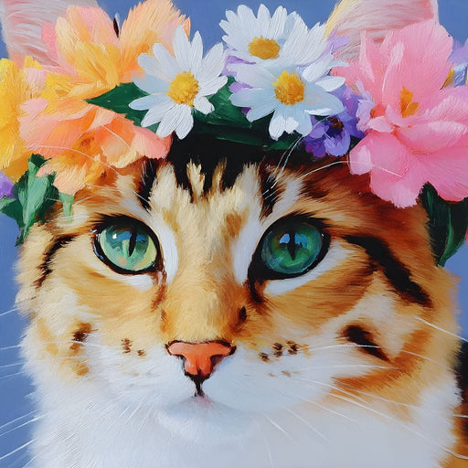 Floral Feline Elegance Canvas Print