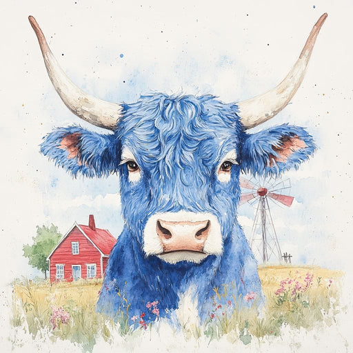 Blue Bovine Countryside Charm Canvas Print