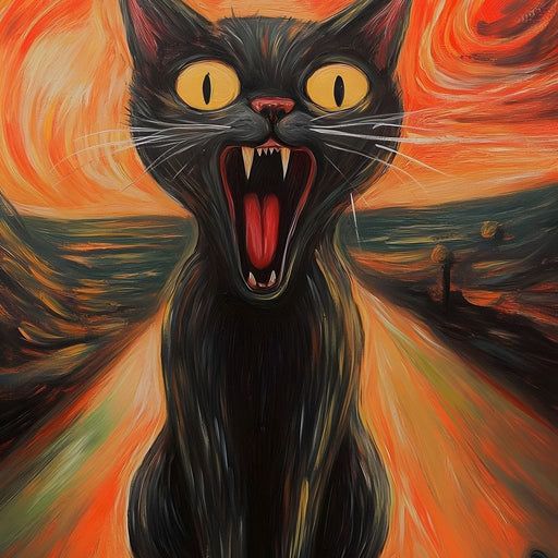 Terrified Black Cat Sunset Swirl Canvas Print