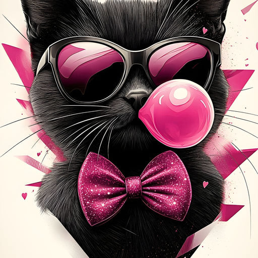 Chic Feline Bubblegum Bliss Canvas Print