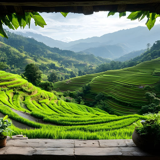 Terraced Valley Morning Glow Canvas Print